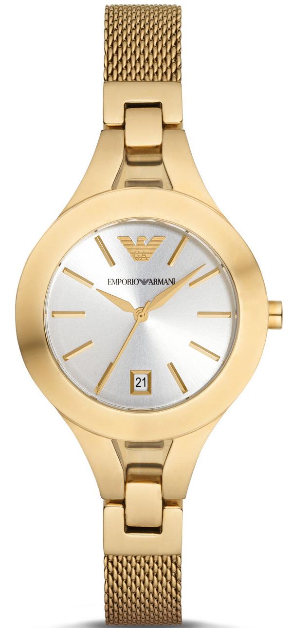 Emporio Armani AR7399 Takvimli 34 mm Altın Çelik-Hasır Kordon Analog Kadın Kol Saati