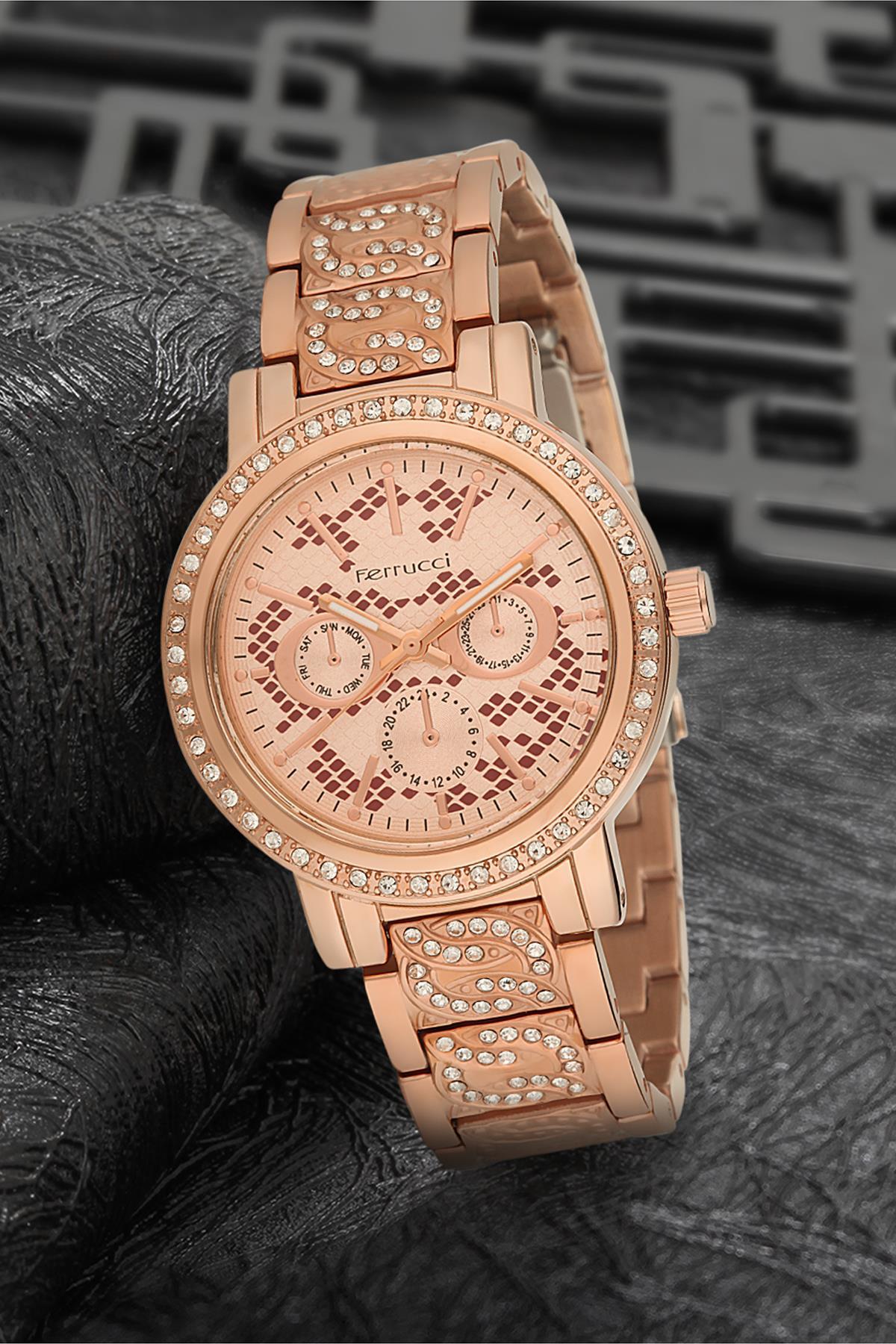Ferrucci 7FM675 38 mm Rose Gold Metal Kordon Analog Kadın Kol Saati
