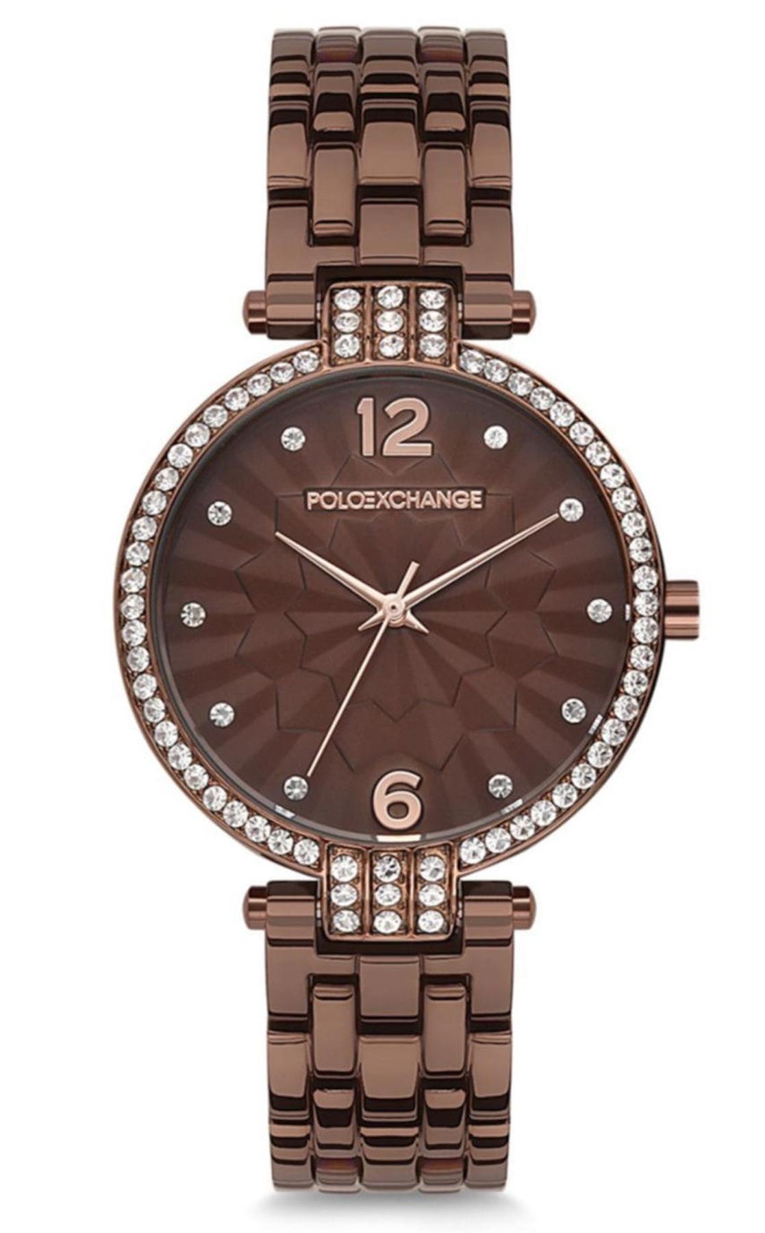 Polo Exchange PX0044-04 40 mm Kahverengi Çelik Kordon Analog Kadın Kol Saati