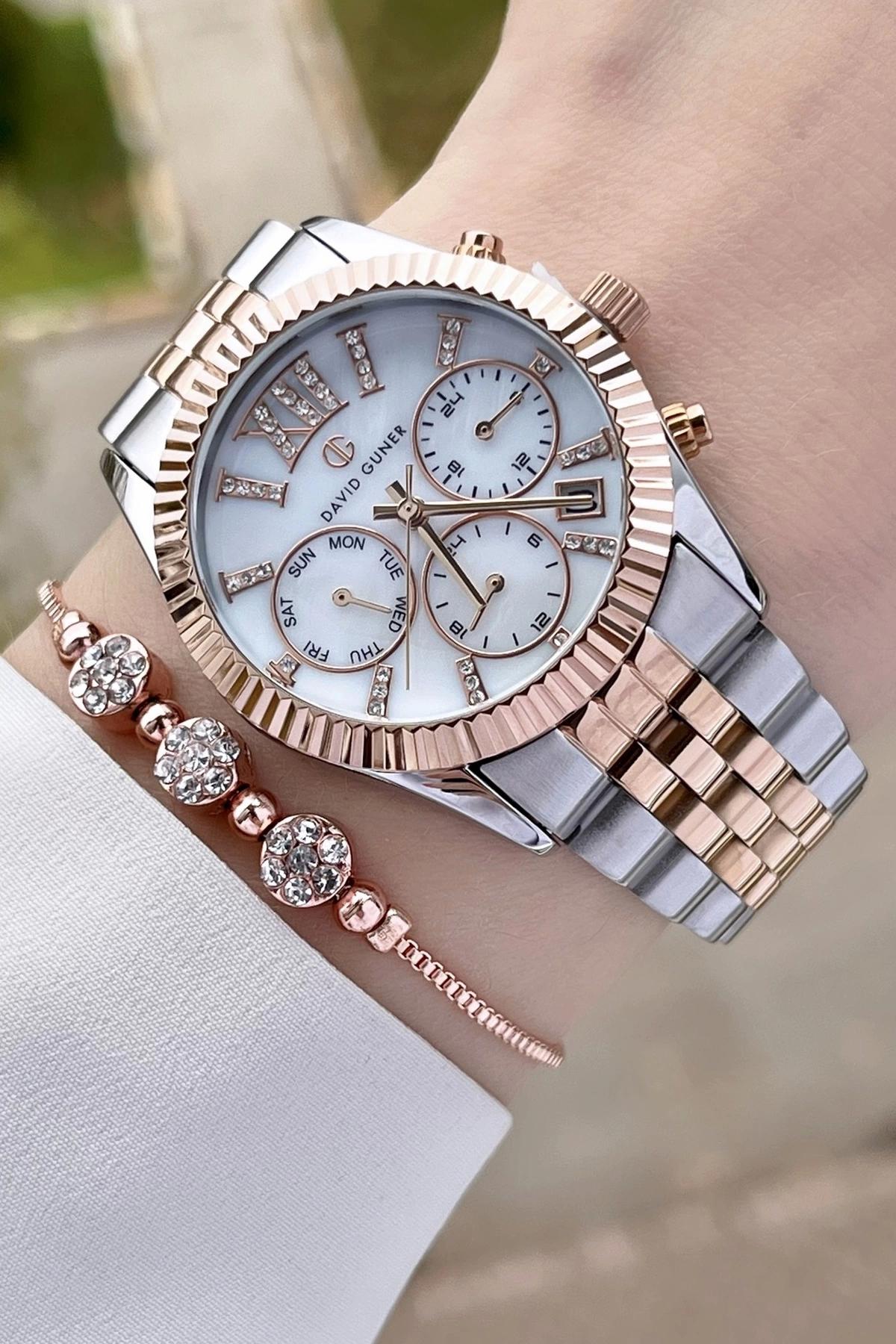 David Guner DGISTE83 36 mm Gri-Rose Gold Çelik Kordon Analog Kadın Kol Saati