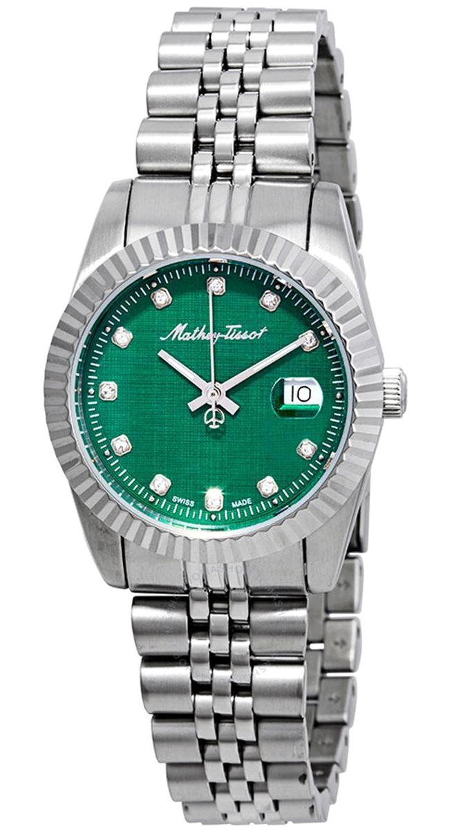 Mathey-Tissot D810AV Takvimli 34 mm Gri Çelik Kordon Analog Kadın Kol Saati
