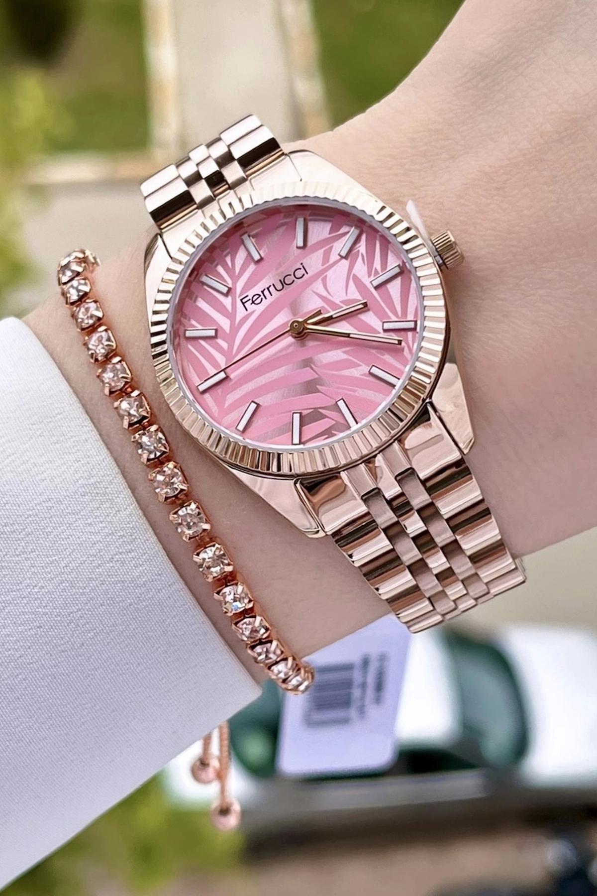 Ferrucci FCISTE286 35 mm Rose Gold Çelik Kordon Analog Kadın Kol Saati