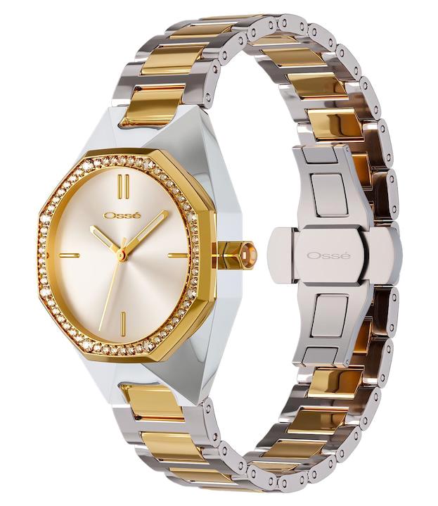 Osse 10111LD 30 mm Altın-Gri Metal Kordon Analog Kadın Kol Saati