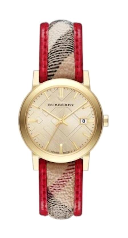 Burberry BU9139 Takvimli 38 mm Kırmızı Deri Kordon Analog Kadın Kol Saati