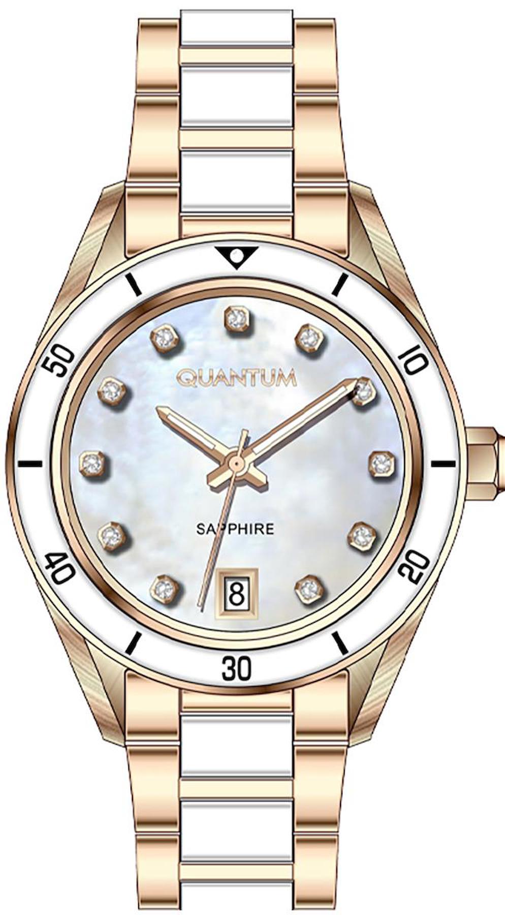 Quantum IML1124.420 Takvimli 35 mm Gri-Rose Gold Çelik Kordon Analog Kadın Kol Saati