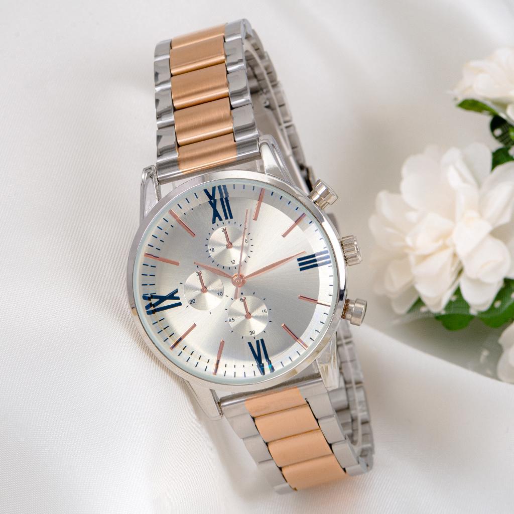 Pinkoli ST-304024 Takvimli 37 mm Gri-Rose Gold Çelik Kordon Analog Kadın Kol Saati