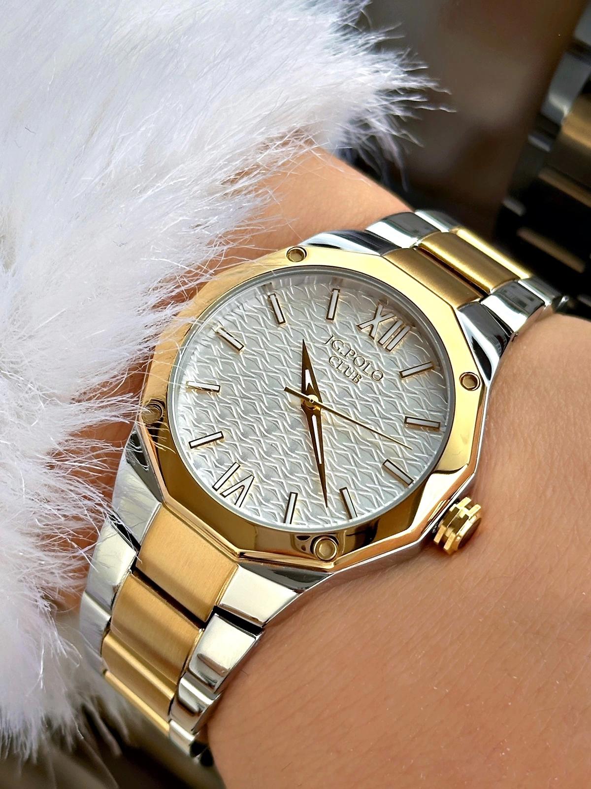 Jg. Polo Club JPC.0923.11612.4 36 mm Altın-Gri Çelik Kordon Analog Kadın Kol Saati