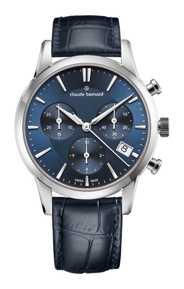 Claude Bernard CB.10231 35 mm Lacivert Deri Kordon Analog Kadın Kol Saati