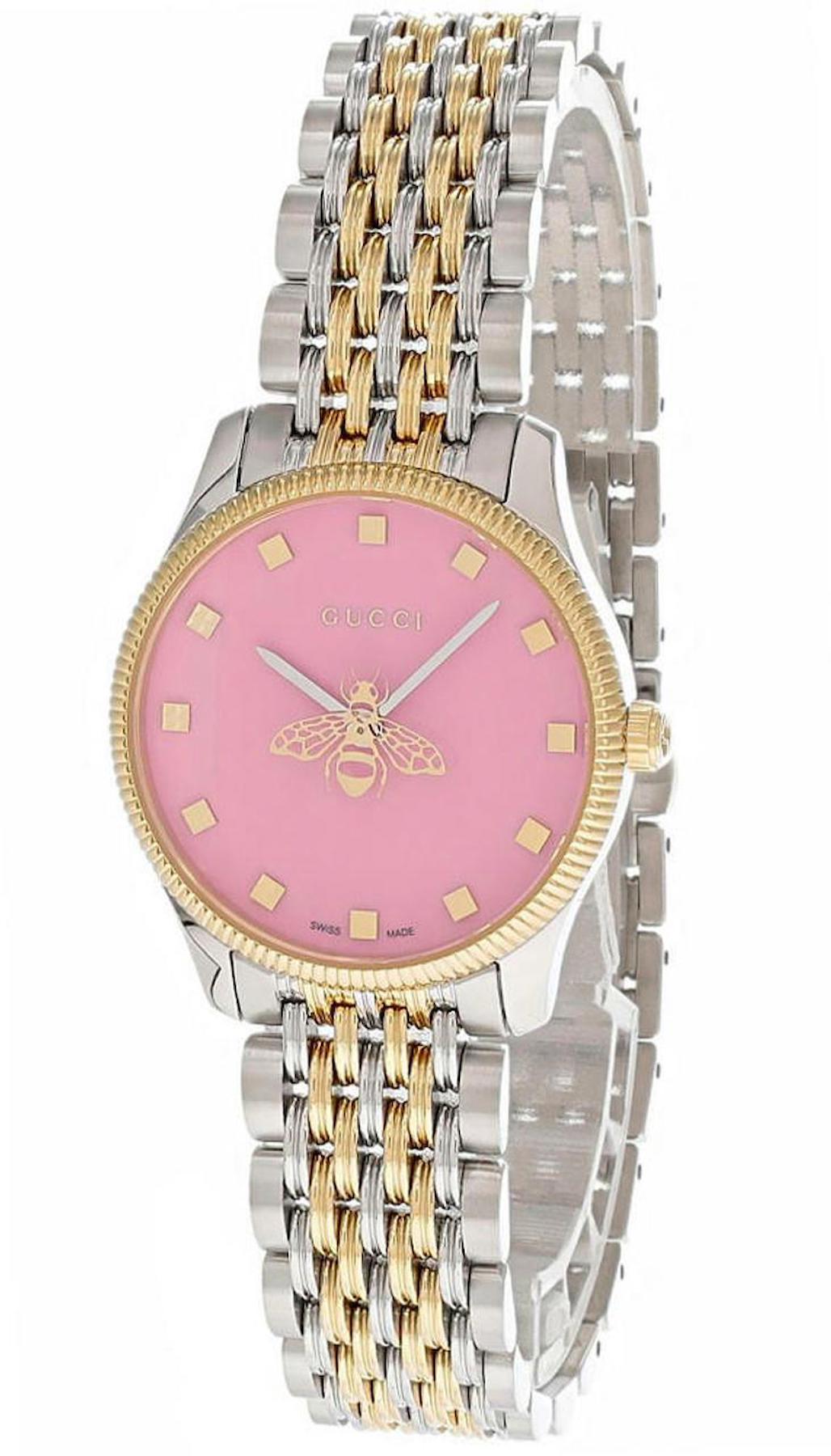 Gucci YA1265030 34 mm Altın-Gri Çelik Kordon Analog Kadın Kol Saati