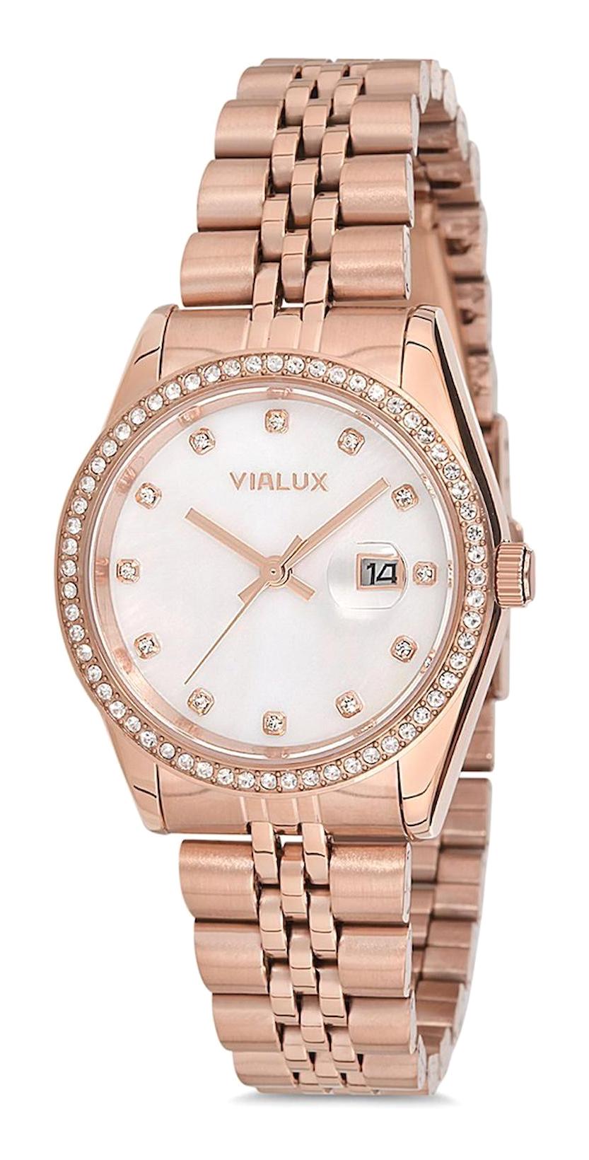 Vialux LJ575R-09SR Takvimli 34 mm Rose Gold Plastik Kordon Analog Kadın Kol Saati