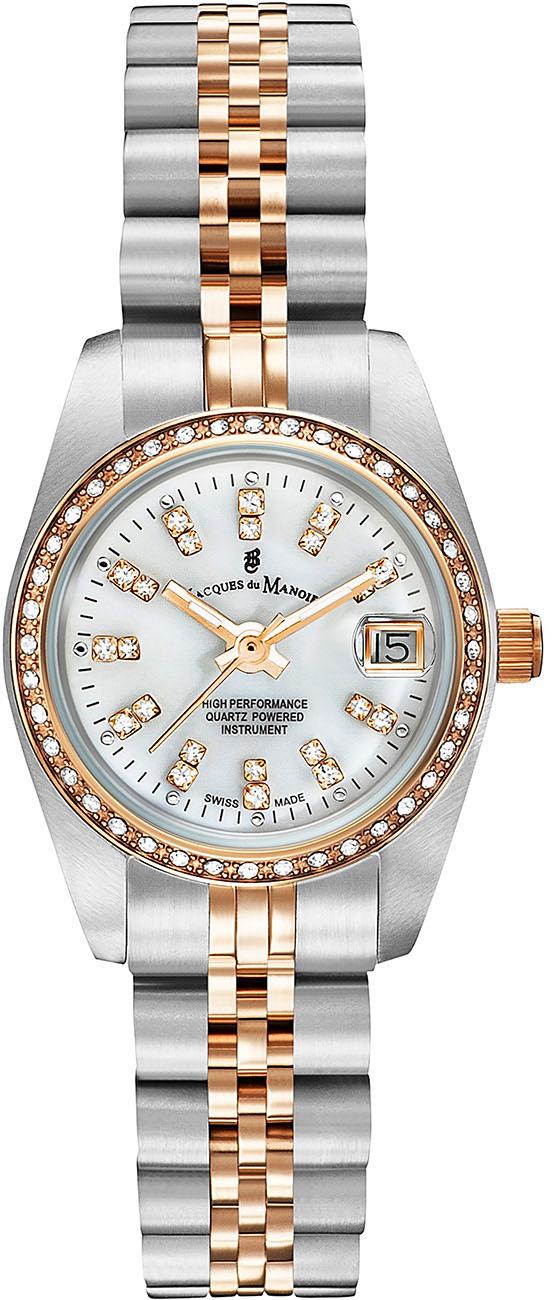 Jacques Du Manoir NROP.24 Takvimli 26 mm Gri-Rose Gold Çelik Kordon Analog Kadın Kol Saati