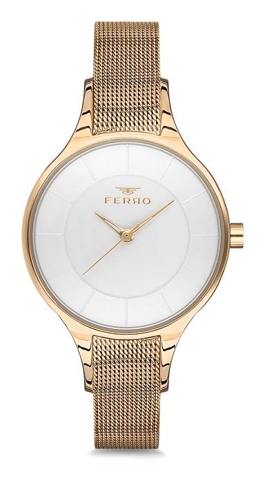 Ferro F81817C-876-B 31-35 mm Altın Hasır Kordon Analog Kadın Kol Saati