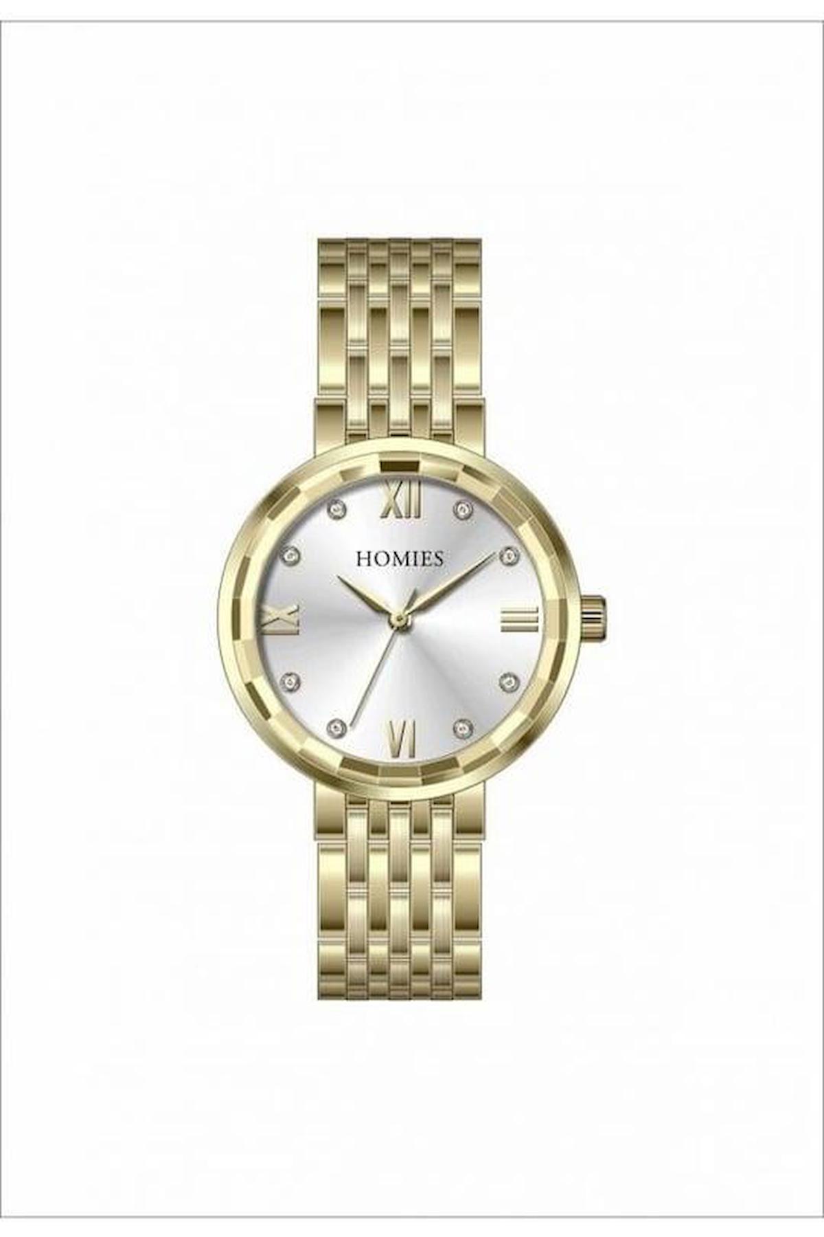 Homies HM24137S01-1 32 mm Altın Çelik Kordon Analog Kadın Kol Saati