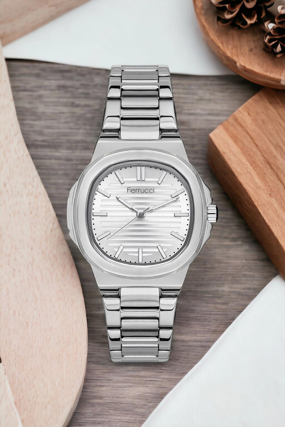 Ferrucci FC.14103M.01 38 mm Gri Çelik Kordon Analog Kadın Kol Saati