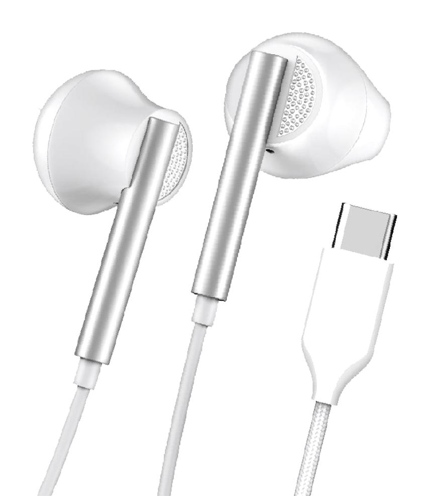 Linktech H65 Silikonsuz Type C Kablolu Kulaklık Beyaz