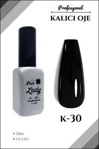 Freelady K-30 Siyah Parlak Kalıcı Oje