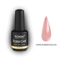 Roniki Shine Rubber Base 08 Pembe Parlak Kalıcı Simli Oje