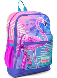 Coral High Kids Flamingo Desenli Su Geçirmez 4 Gözlü Çok Renkli İlkokul Kız Sırt Çantası