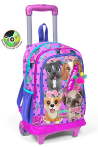 Coral High Kids Köpek Desenli Su Geçirmez 3 Gözlü Çok Renkli İlkokul Kız Sırt Çantası
