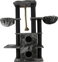 Lotus Furniture Pet Series Kare Hamaklı 4 Katlı İç Mekan Ahşap Kedi Evi Siyah