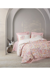 Cotton Box Muna Pamuk 160x220 cm Çarşaflı Bohem Tek Kişilik Nevresim Takımı Pembe