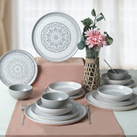 Keramika Stone Nordic 24 Parça 6 Kişilik Desenli Porselen Yuvarlak Yemek Takımı