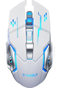 T-Wolf Q13 RGB Makrolu Kablosuz Beyaz Optik Mouse