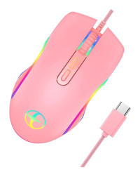 Hemoton RGB Makrolu Kablolu Pembe Optik Gaming Mouse