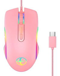 Decisive RGB Kablolu Pembe Optik Gaming Mouse