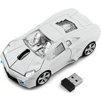 Jingyi Spor Araba Görünümlü Kablosuz Beyaz Optik Mouse