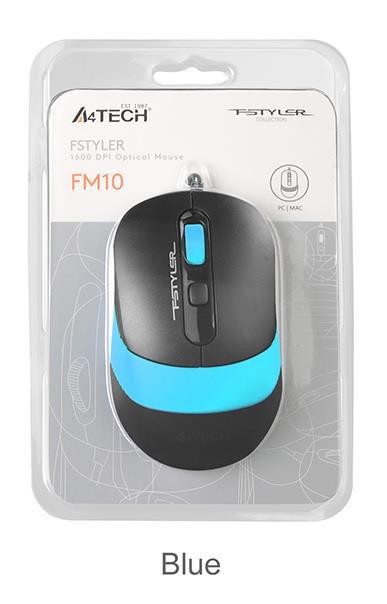 A4 Tech FM10 Kablolu Siyah-Mavi Optik Mouse