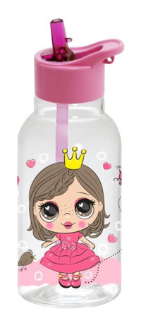 Herevin Prenses Pipetli Pembe Plastik Okul Çocuk Suluk 460 ml