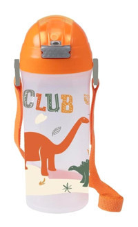 Herevin Club Dinozor Pipetli Turuncu Plastik Okul Çocuk Suluk 610 ml