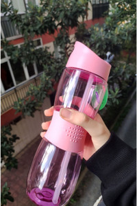 Globox Pipetli Pembe Tritan Spor Yetişkin Matara 600 ml