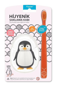 Flipper Penguen Kapaklı Yumuşak Manuel Çocuk Diş Fırçası Turuncu