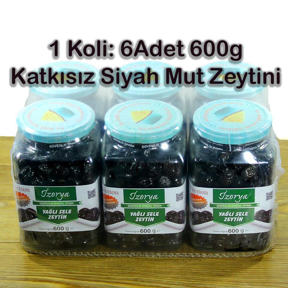 İzorya Az Tuzlu Sele Siyah Zeytin Kavanoz 6x600 gr