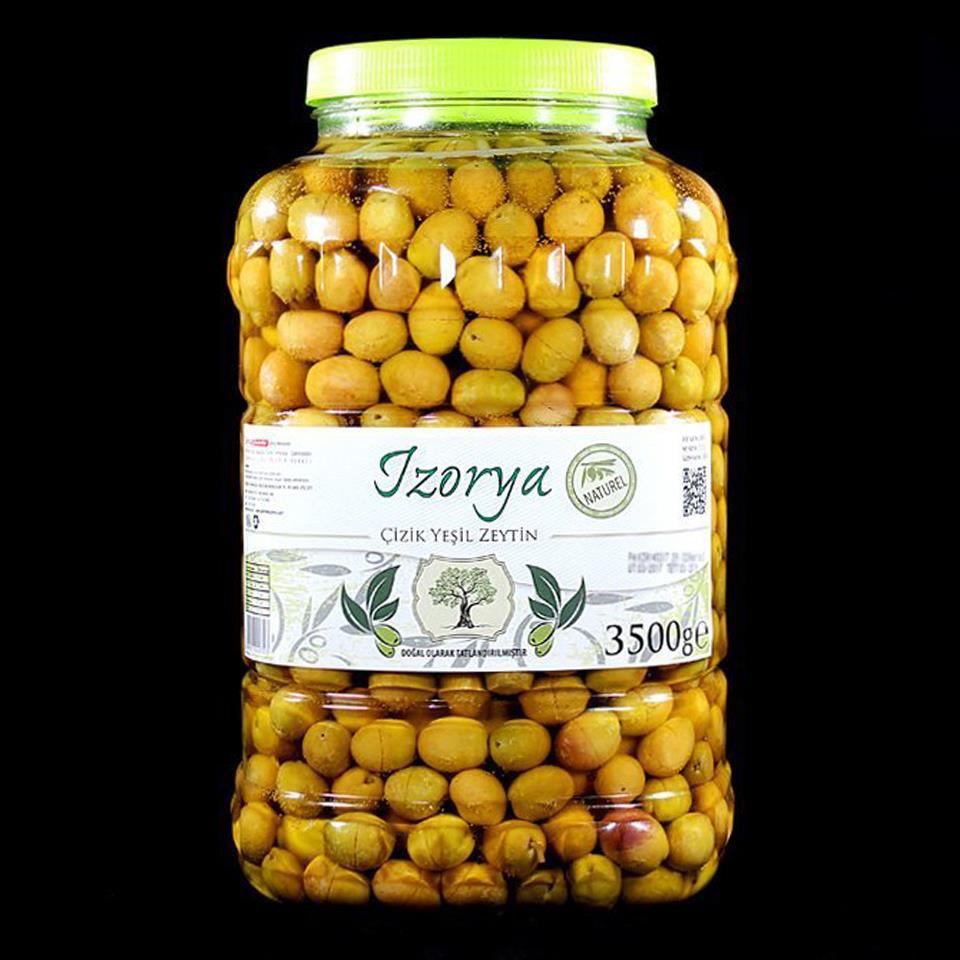 İzorya Çizik Yeşil Zeytin Kavanoz 3.5 kg