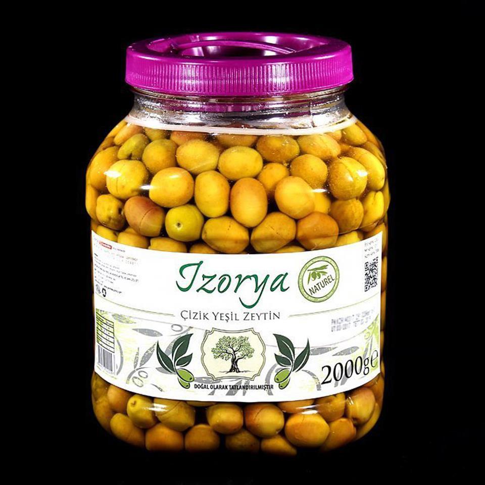 İzorya Çizik Yeşil Zeytin Kavanoz 2 kg