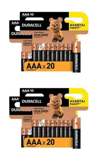 Duracell 9 V Alkalin AAA / İnce Kalem Pil 40'lı