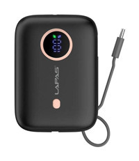 Lapas LP-PW001 10000 mAh Hızlı Şarj Dijital Göstergeli Type C Kablolu Powerbank Siyah