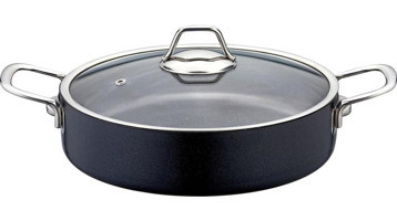 Evimsaray Zest Gusto Cam Kapaklı Granit 36 cm Basık Tencere