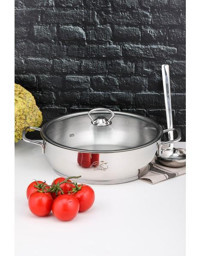 Cooker Lara Cam Kapaklı Çelik 26 cm Basık Tencere