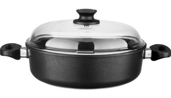 Leggno Pyrex Cam Kapaklı Döküm 24 cm Basık Tencere