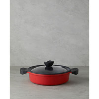 English Home Prime Red Love Cam Kapaklı Döküm 26 cm Basık Tencere