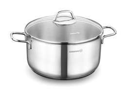 Korkmaz Perla İndüksiyon Cam Kapaklı Paslanmaz Çelik 20 cm Derin Tencere