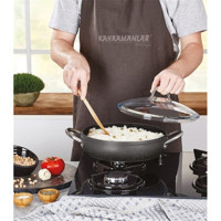 Kahramanlar 3128-B Cam Kapaklı Granit 26 cm Basık Tencere