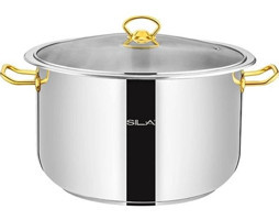 Sıla Gold Cam Kapaklı Çelik 22 cm Derin Tencere
