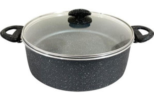 By Kardelen No:22 Cam Kapaklı Granit 22 cm Derin Tencere