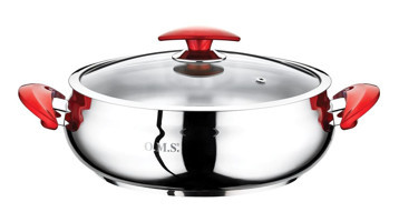 Oms Collection 2032-L İndüksiyon Cam Kapaklı Paslanmaz Çelik 30 cm Basık Tencere