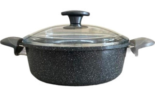 Thermoad Cam Kapaklı Granit 28 cm Derin Tencere